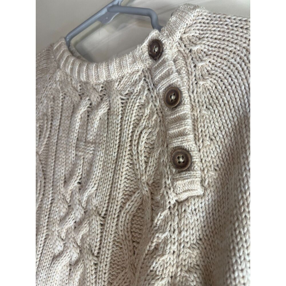 Old Navy Boys 5T Cream Cable Knit Sweater Button Shoulder - Picture 2 of 5